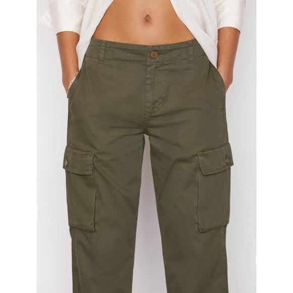 FRAME DENIM OLIVE COTTON CROPPED ARMY CARGO PANTS 27 - Picture 3 of 12